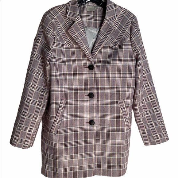 ASOS PURPLE CHECK 3/4 LENGTH JACKET/BLAZER - Picture 1 of 10